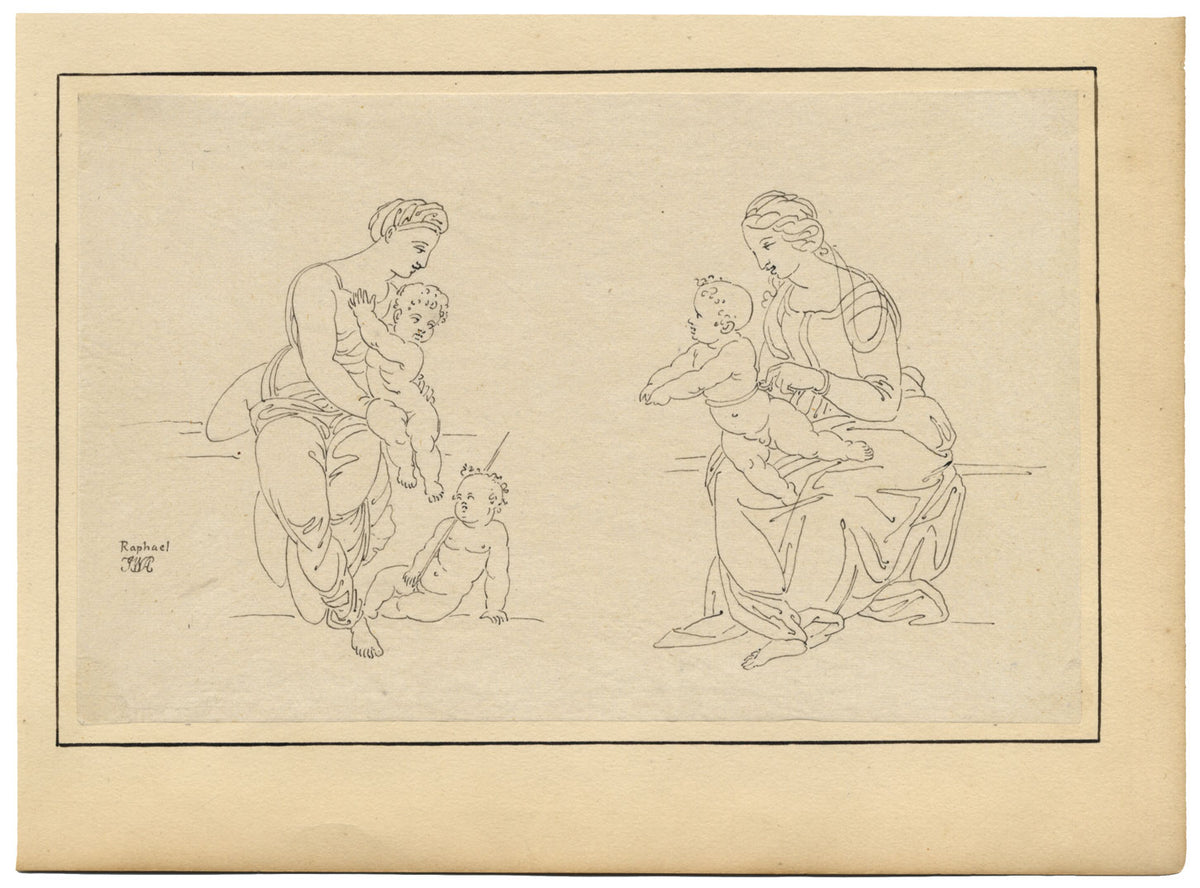 John White Abbott, Madonna & Child after Raphael – c.1805 pen & ink drawing