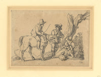 John White Abbott, Peasant Family & Rider by a Tree – 1836 ink & wash drawing