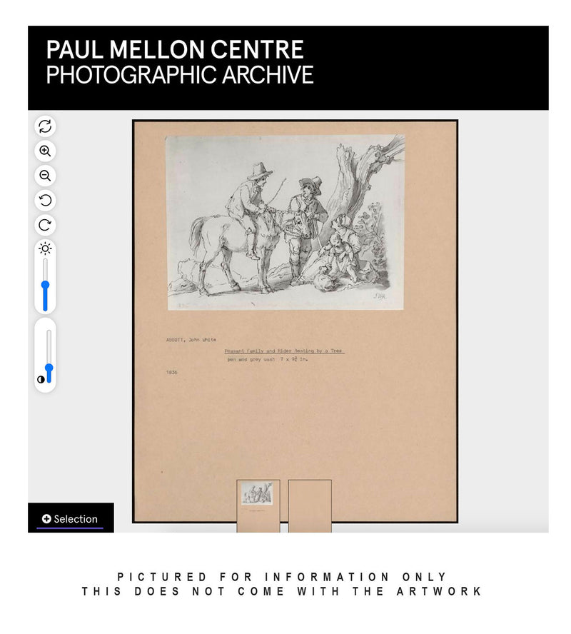 John White Abbott, Peasant Family & Rider by a Tree – 1836 ink & wash drawing