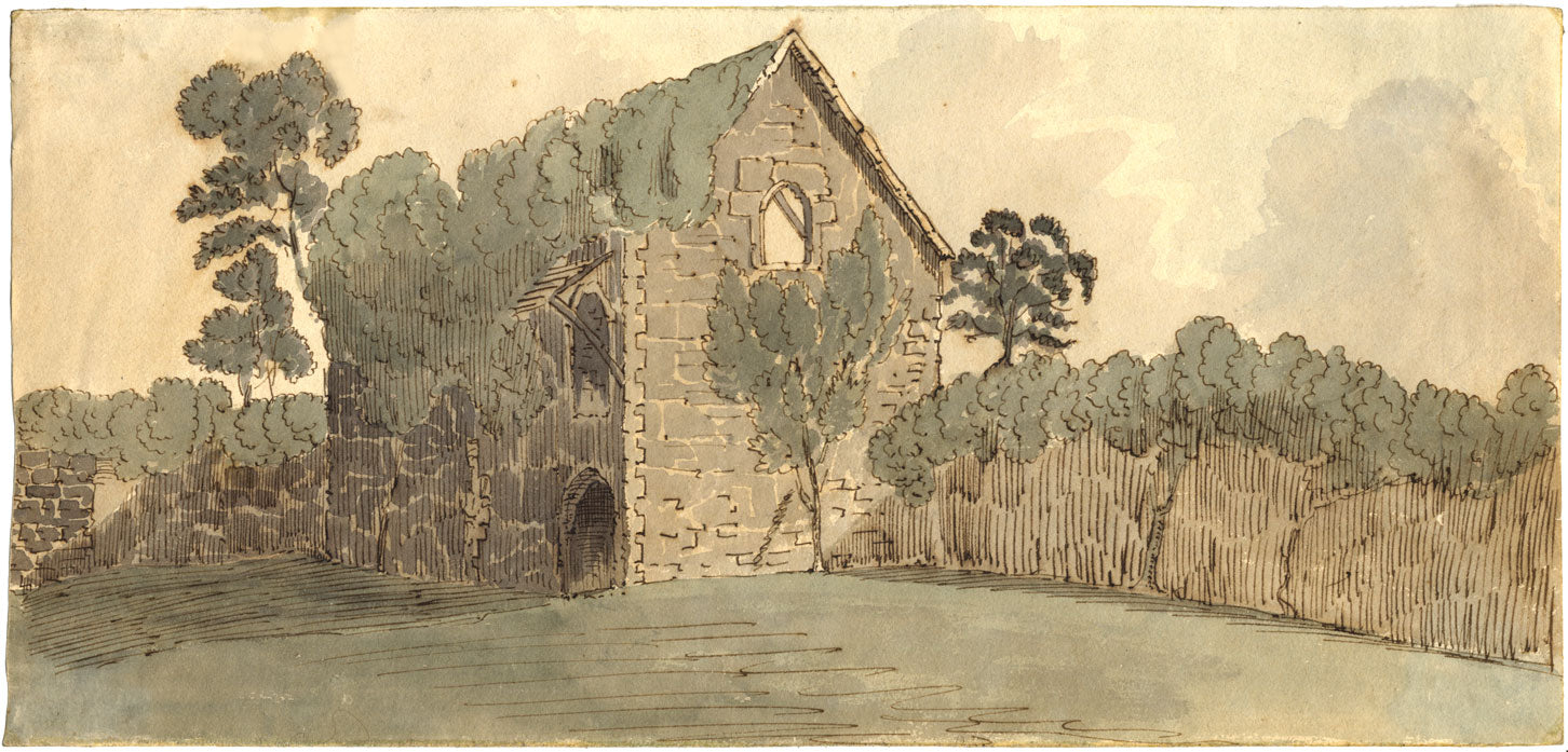 Cerchio di John White Abbott, Abbazia di Godstow, Oxfordshire - disegno a inchiostro e acquerello del 1827 circa