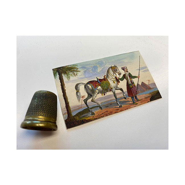 Arabian Horse in front of the Pyramids – Miniature c.1830 gouache painting