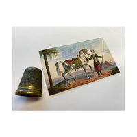 Arabian Horse in front of the Pyramids – Miniature c.1830 gouache painting