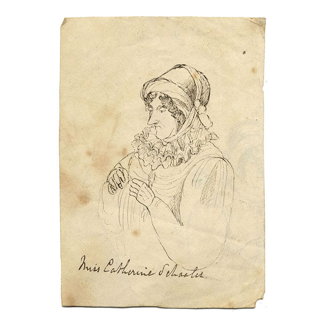 Ritratto della signorina Catherine Schoales – Disegno originale a penna e inchiostro del 1830 circa