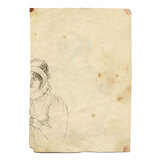 Ritratto della signorina Catherine Schoales – Disegno originale a penna e inchiostro del 1830 circa