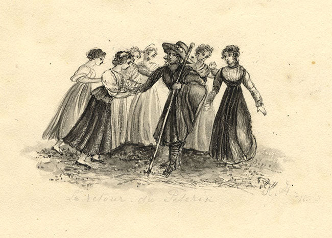 K.H., The Pilgrim's Return after Stothard – Original 1835 watercolour painting