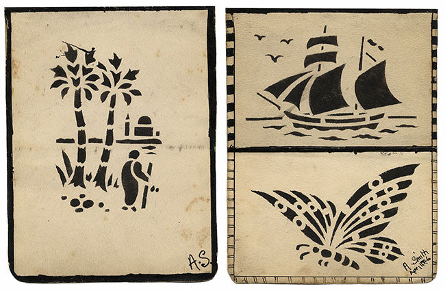 A. Smith, Pair of Monochrome Designs: Egypt, Boat & Butterfly –1926 ink drawings