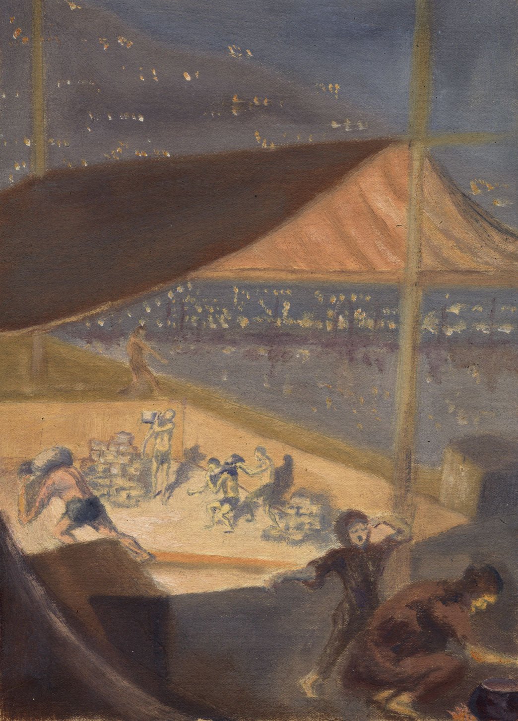 Hong Kong, Loading the Ship for Canton, China – Original 1922 oil painting