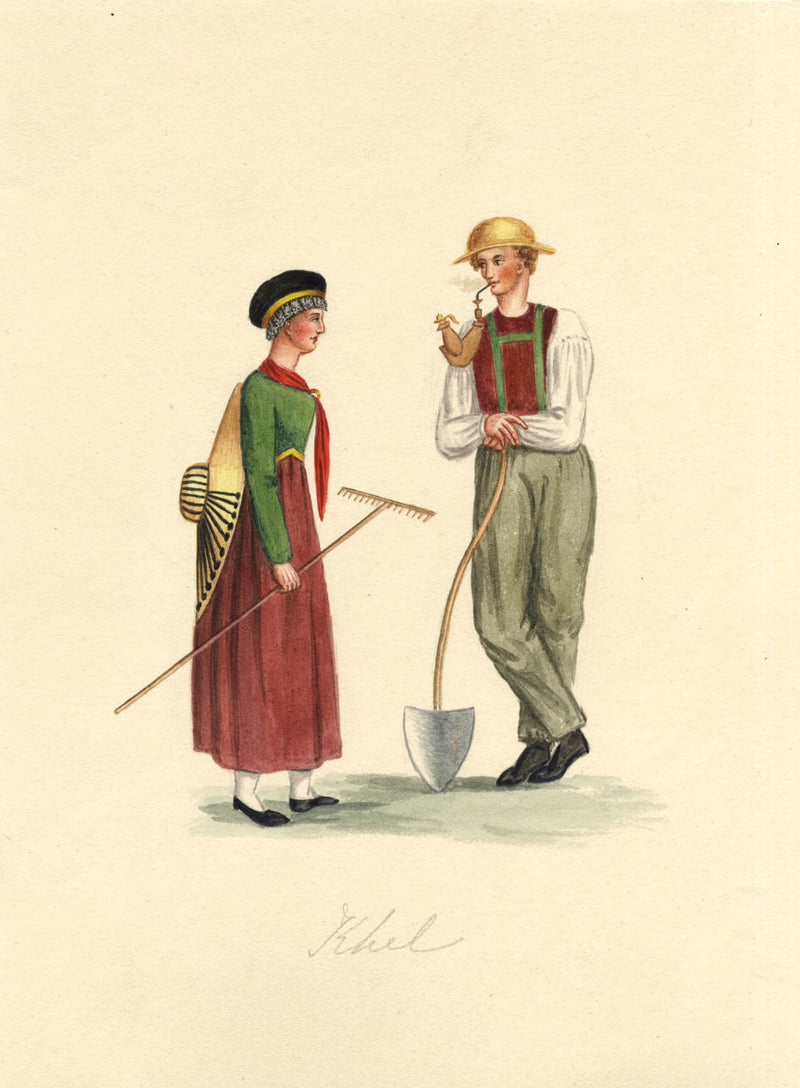 Traditional Costume: Kehl, River Rhine, Germany – early 19th-century watercolour