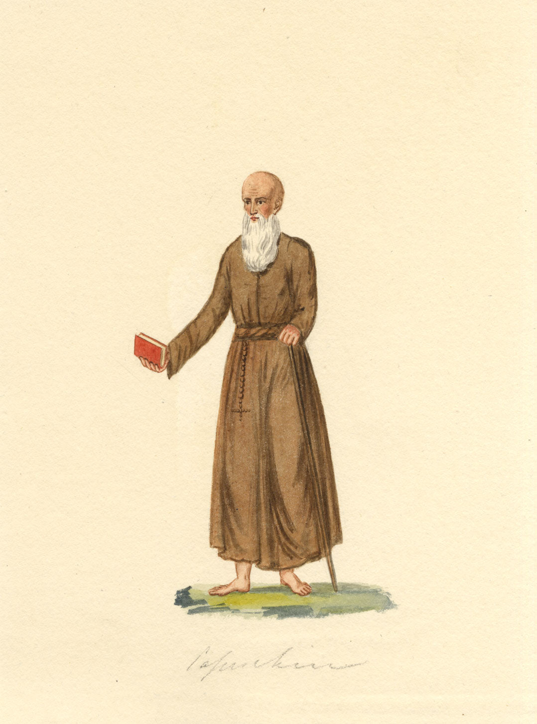 Traditional Costume: Capuchin Monk – early 19th-century watercolour painting