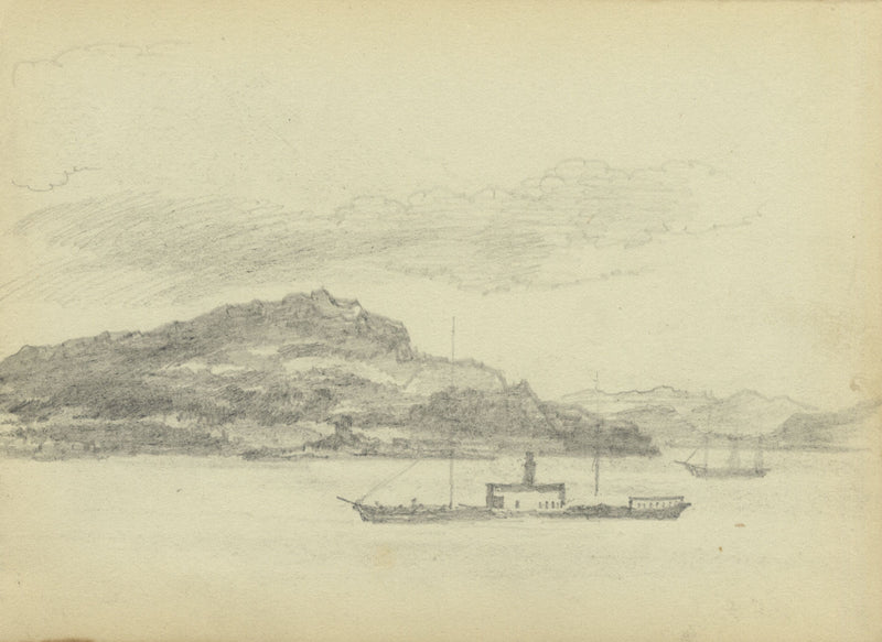 Alexander Hunter, Dunoon, Looking across Firth of Clyde – 1871 graphite drawing