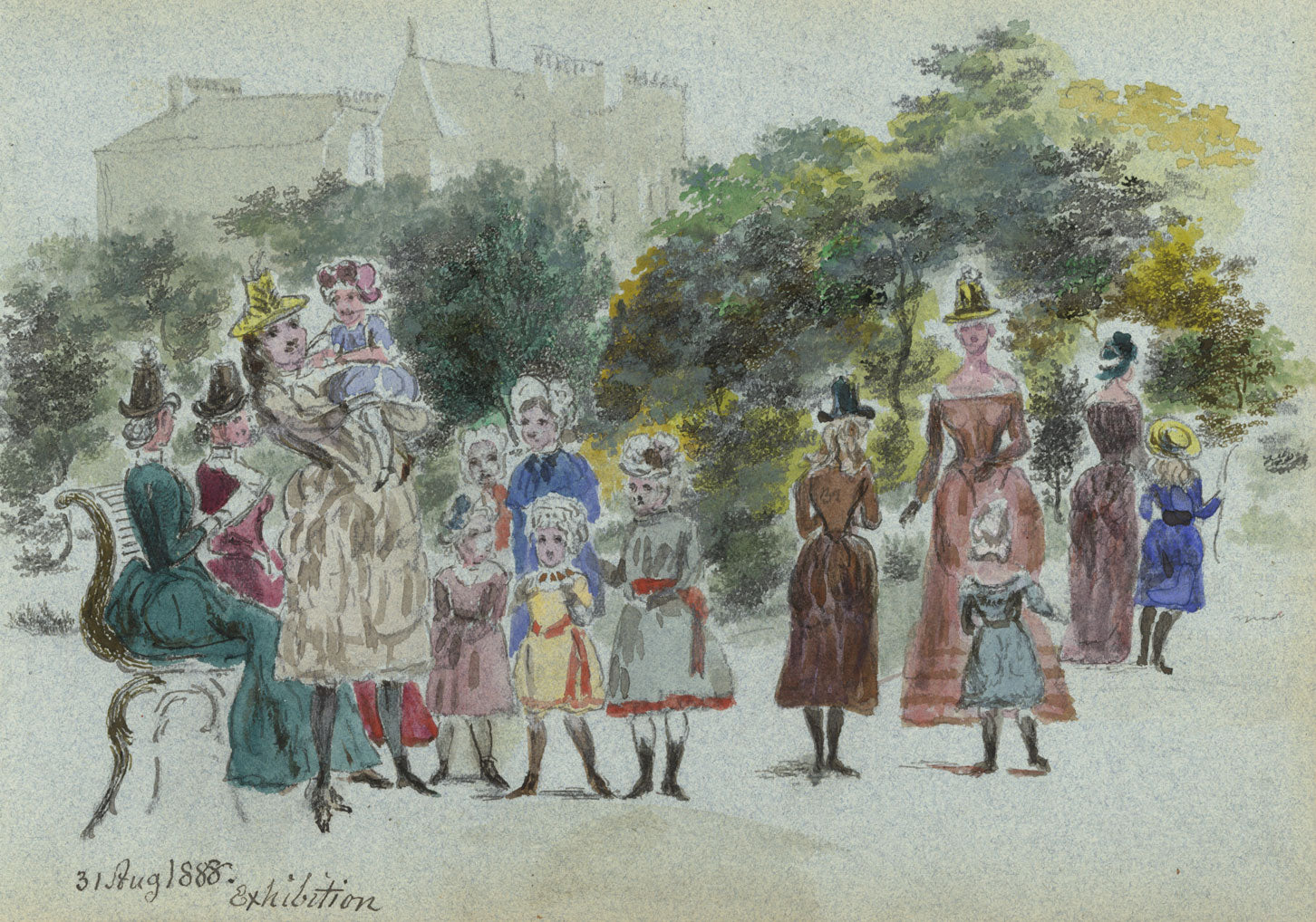 Alexander Hunter, Mothers & Children in Edinburgh, Exhibition – 1888 watercolour