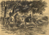 Alexander Hunter, Lady & Gentleman Horse Riding, Scotland – 1880s ink drawing