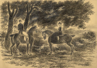 Alexander Hunter, Lady & Gentleman Horse Riding, Scotland – 1880s ink drawing