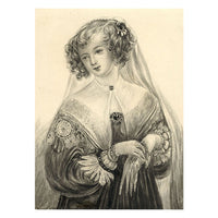 Young Lady Portrait with Gloves – Original c.1830 watercolour painting