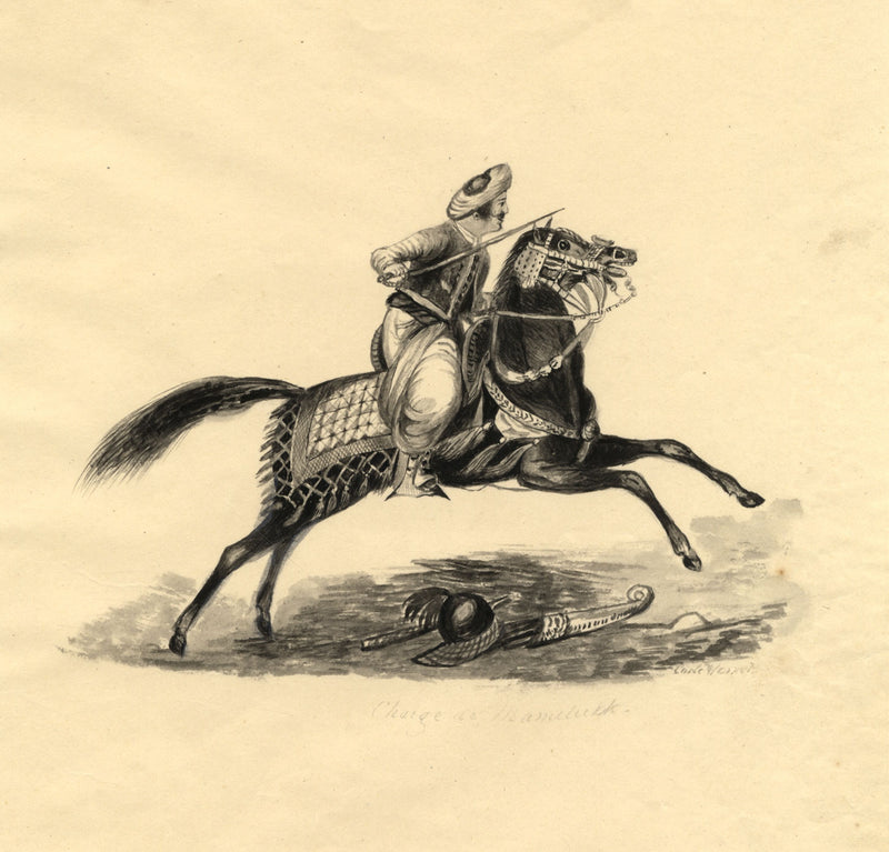 Charge of Mamelouk after Carle Vernet – Original c.1830 watercolour painting