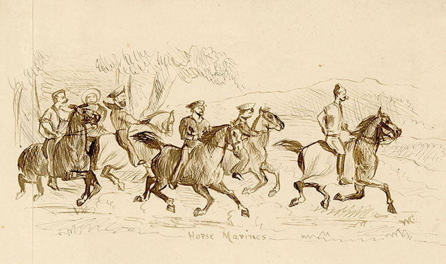 Horse Marines – Original 19th-century pen & ink drawing