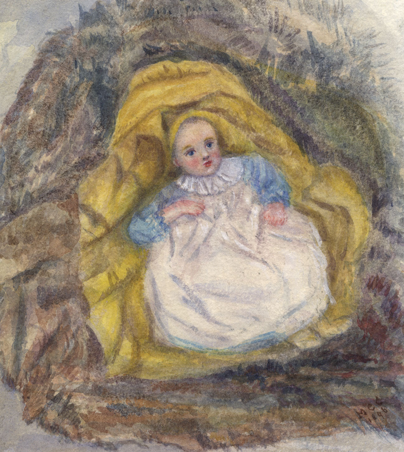M. Capel Cure, Baby Helen Aged 6 Months – Original 1896 watercolour painting