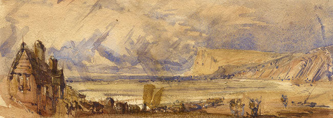 Coastal Bay Panorama – Miniature early 19th-century watercolour painting