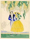 Lucien Baubaut, Spring: The Four Seasons – Original 1920s gouache pochoir