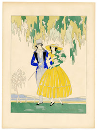 Lucien Baubaut, Primavera: Le quattro stagioni – Pochoir gouache originale degli anni '20