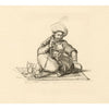 E.S., Arab with Hookah Pipe – Original early 19th-century pen & ink drawing