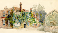 Crown Hotel, English Inn – Original early 20th-century watercolour painting