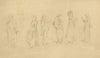 A Sheet of Caricatural Figure Studies – Original 19th-century graphite drawing