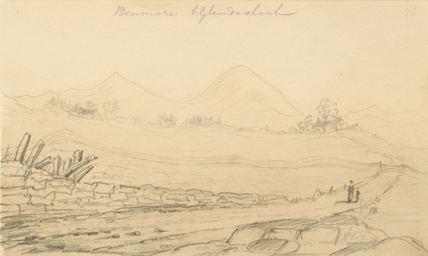 Alfred Swaine Taylor, Ben More & Glen Dochart, Scotland – 1833 graphite drawing