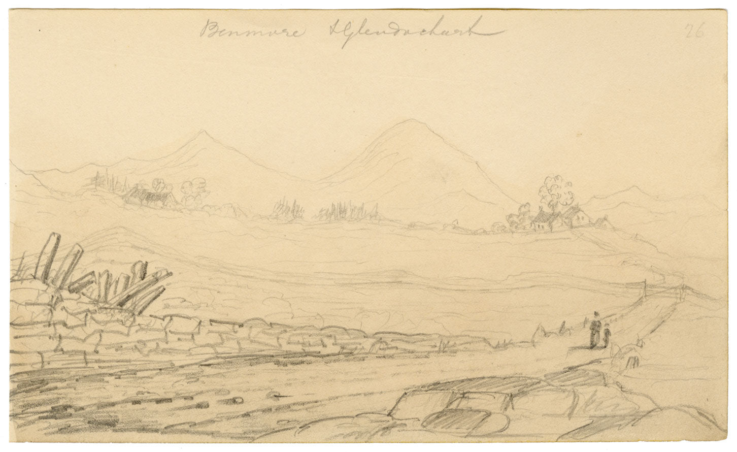 Alfred Swaine Taylor, Ben More y Glen Dochart, Escocia – Dibujo de grafito de 1833