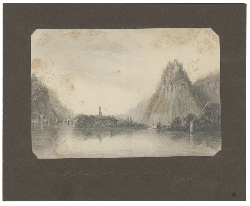 Alfred Swaine Taylor, Rolandseck & Drachenfels, Rhine – 1829 graphite drawing