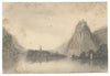 Alfred Swaine Taylor, Rolandseck & Drachenfels, Rhine – 1829 graphite drawing