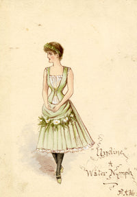 F.A.B., Theatre Costume: 'Undine' A Water Nymph – 1880s watercolour painting