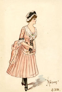 G.H.B., Theatre Costume: 'Manon' – Original 1880s watercolour painting
