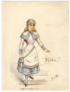 F.A.B., Theatre Costume: 'Falka' – Original 1880s watercolour painting