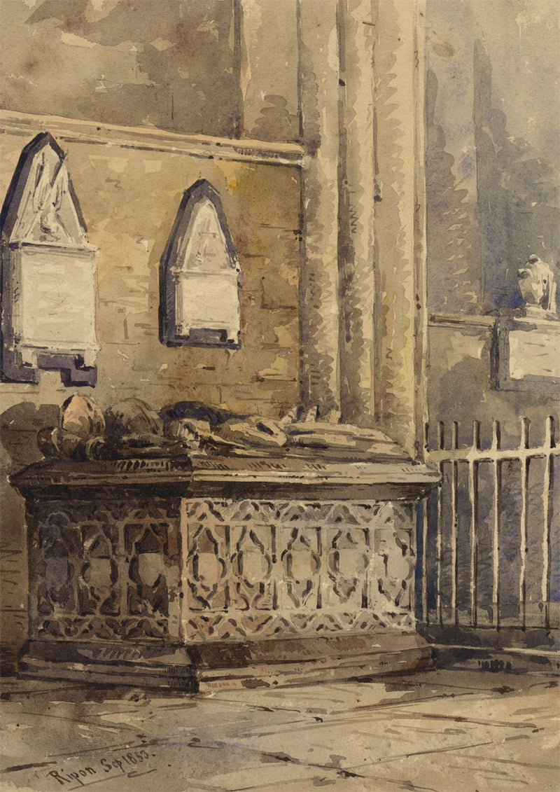 Sir Thomas Markenfield Effigy Tomb, Ripon Cathedral – 1853 watercolour painting