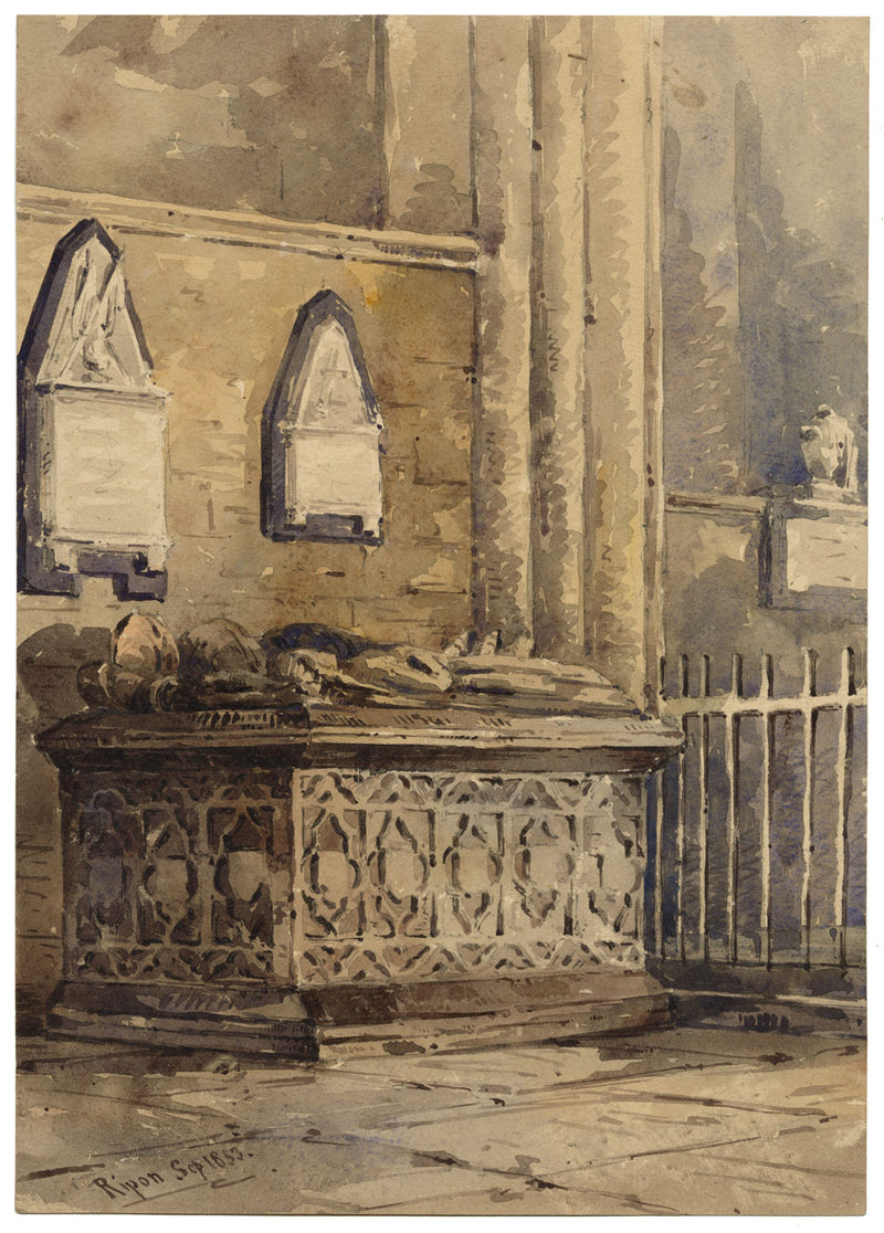 Sir Thomas Markenfield Effigy Tomb, Ripon Cathedral – 1853 watercolour painting