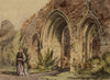 Whalley Abbey, Lancashire – Original mid-19th-century watercolour painting