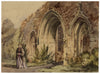 Whalley Abbey, Lancashire – Original mid-19th-century watercolour painting