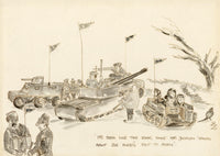 M.D., British Army in Aden Cartoon – Original mid-20th-century pen & ink drawing