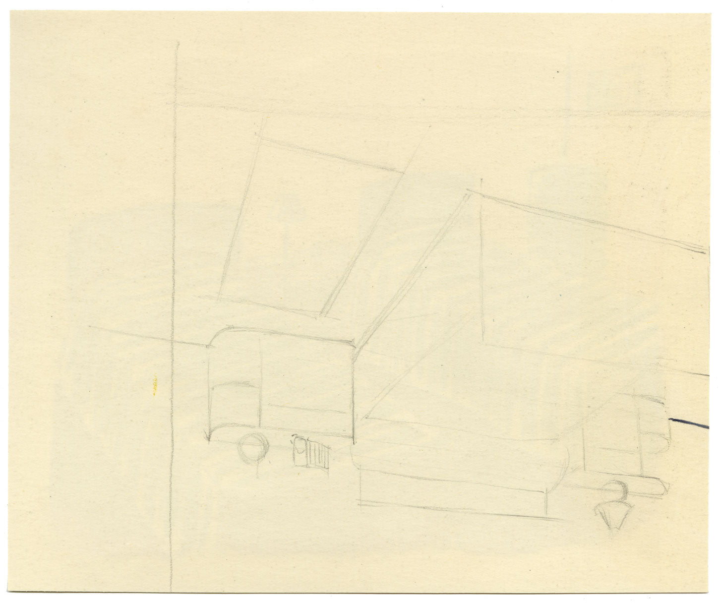 S. Foley, Interior Design 1950s Twin Bedroom – mid-20th-century watercolour