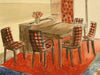 S. Foley, Interior Design 1950s Dining Room Table & Chairs–mid-C20th watercolour