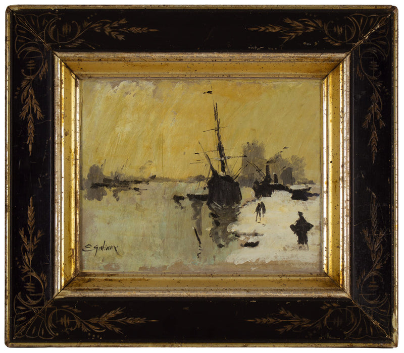 Attrib. Eugène Galien-Laloue, Quayside at Dusk – late 19th-century oil painting