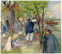 Ivy T. Attwell, Street Market, Perù – Dipinto a guazzo originale degli anni '50