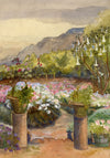 L.B.M., Flower Garden, Gulmarg, Kashmir, India – c.1925 watercolour painting