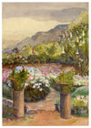 LBM, Giardino fiorito, Gulmarg, Kashmir, India – dipinto ad acquerello del 1925 circa