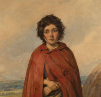 Octavius Oakley RWS, A Gypsy Girl in a Red Cloak –mid-C19th watercolour painting
