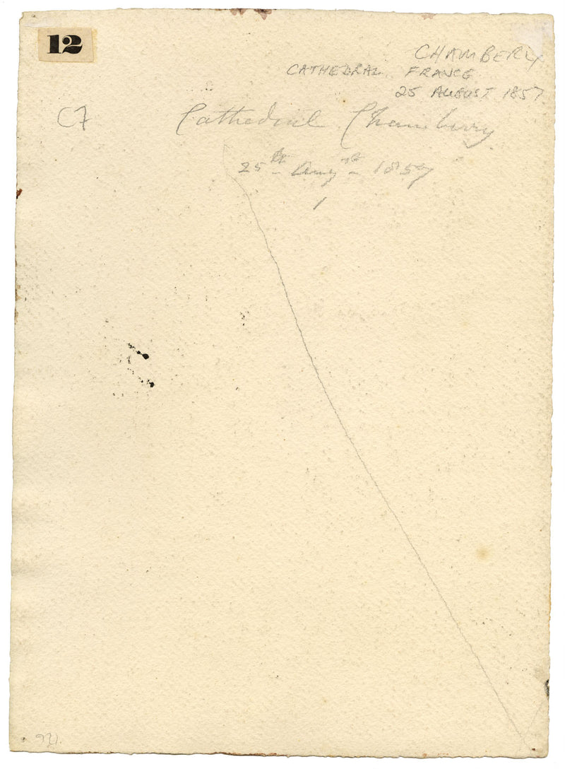 Emma Petit, Chambéry Cathedral, Savoie, France – 1857 watercolour painting