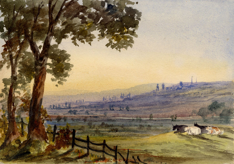 C.J. Newcome, Northampton from Houghton – Original c.1870s watercolour painting