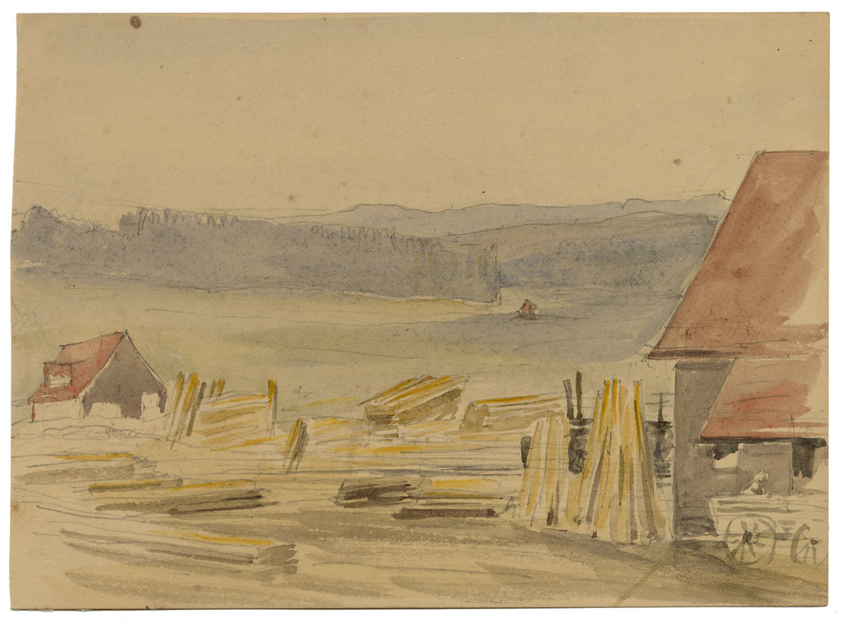 C.J. Newcome, Freudenstadt Timber Yard, Black Forest, Germany – 1899 watercolour