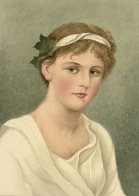 Portrait of a Woman in Classical Dress – Original 1890s watercolour painting